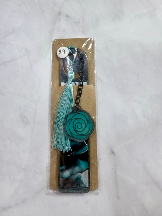 Acrylic Bookmark Teal Roses