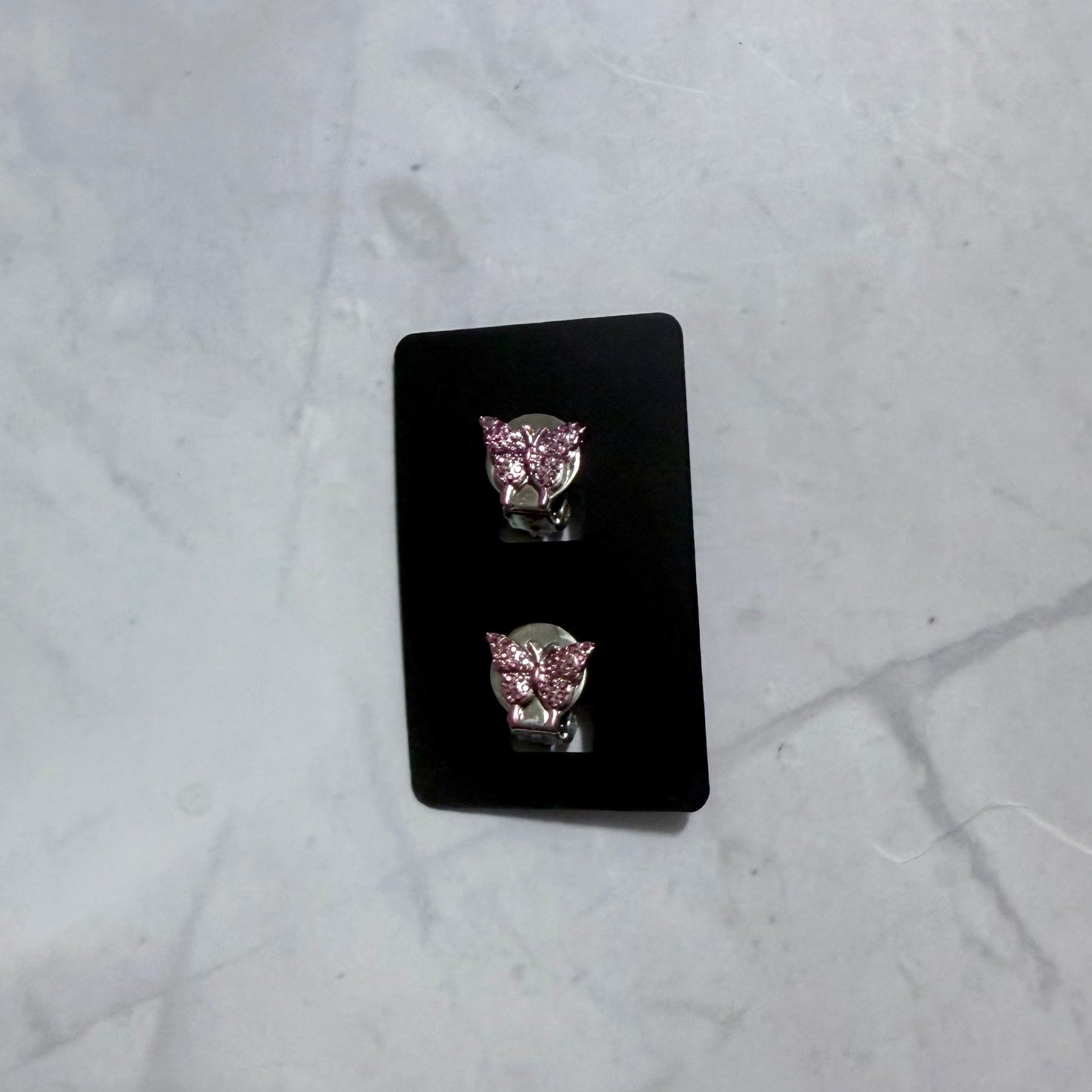 Pink Butterfly CLIP ON Stud Earring