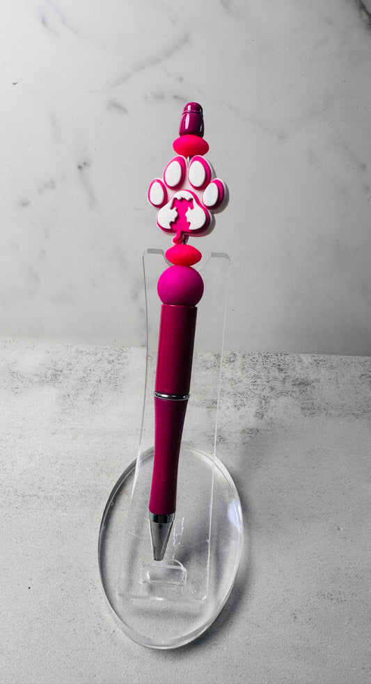 Pink Paw Beaded Pen