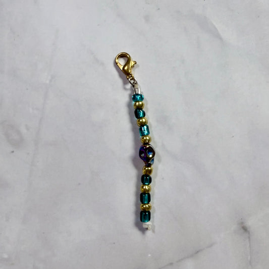 Teal and Gold Dust Plug Charm