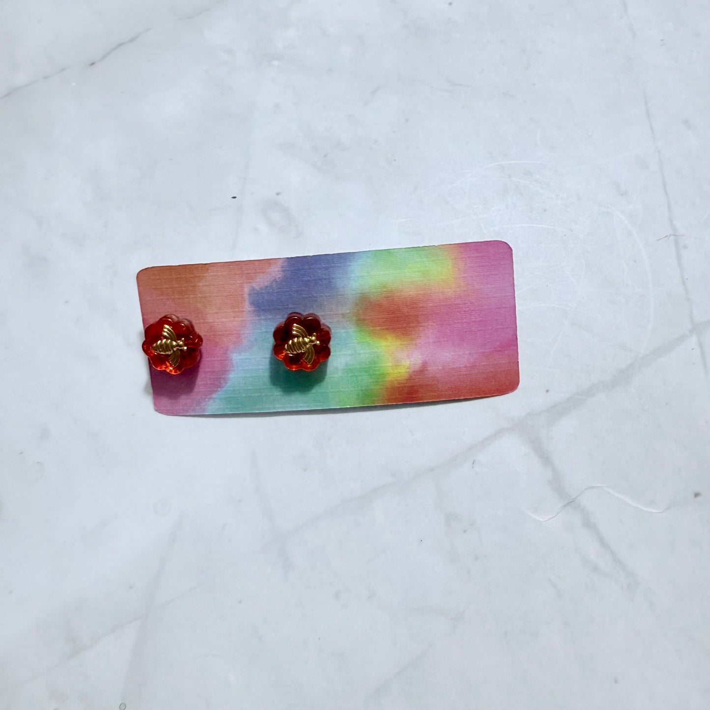 Orange Bee Stud Earring