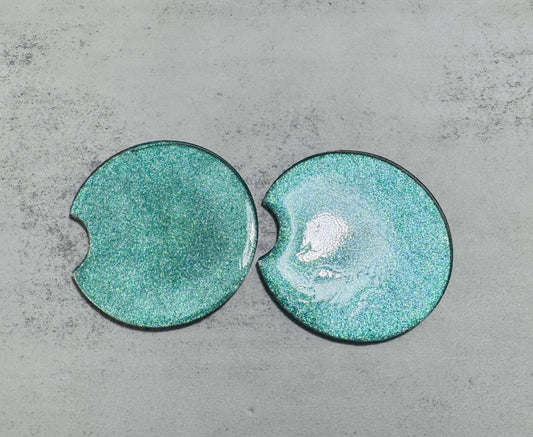 Sage green Glitter Car Coaster Set