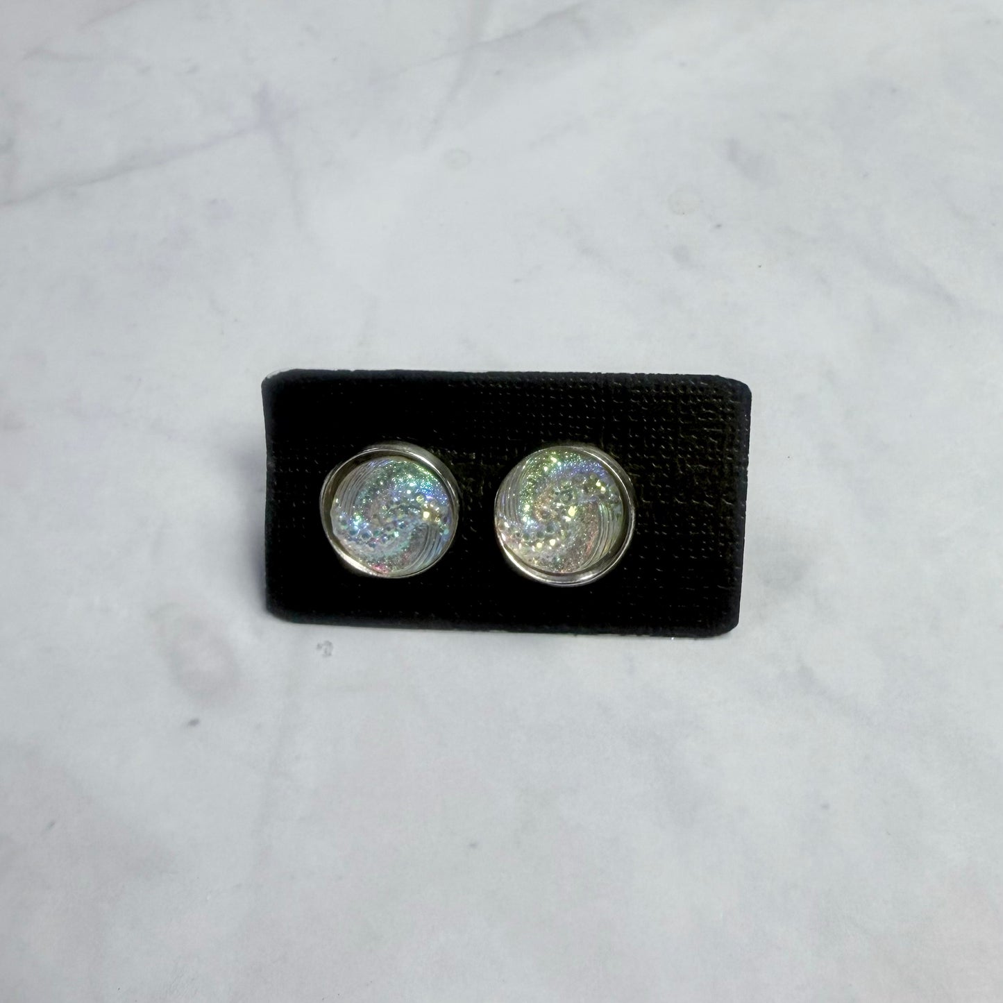 Clear Iridescent Tidal Wave Stud Earring