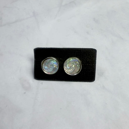Clear Iridescent Tidal Wave Stud Earring