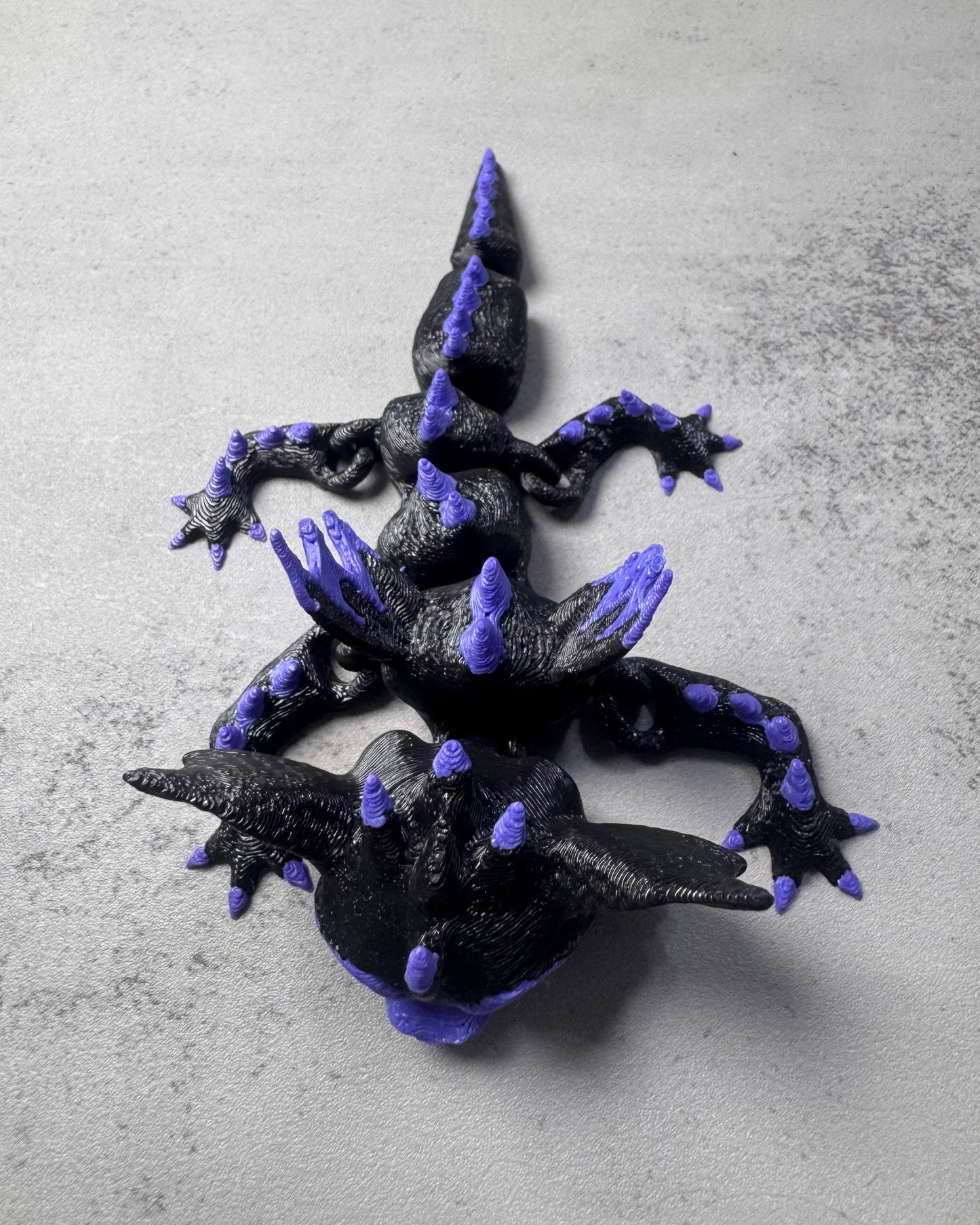 3D Printed Articulated Black&Purple Bat Dragon (RTS)