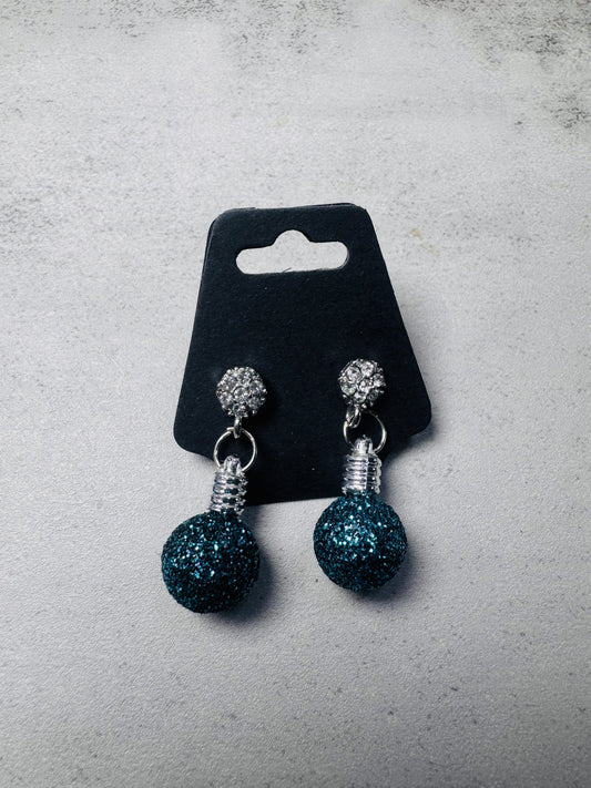 Blue Xmas Ornament w/CZ Stud Dangle