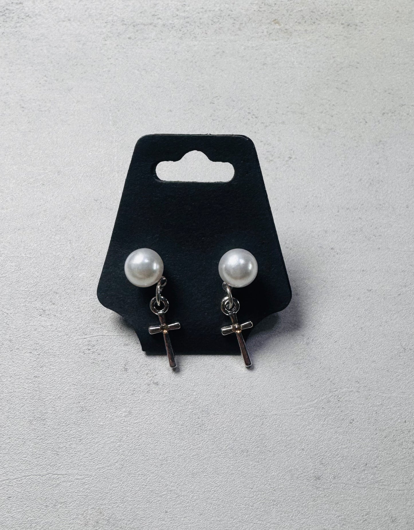 Cross with Peach Rhinestone Dangle