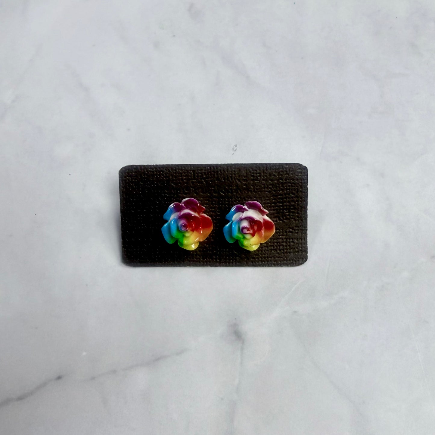 Rainbow Rose Stud Earring