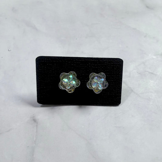 Clear Iridescent Stud Earring