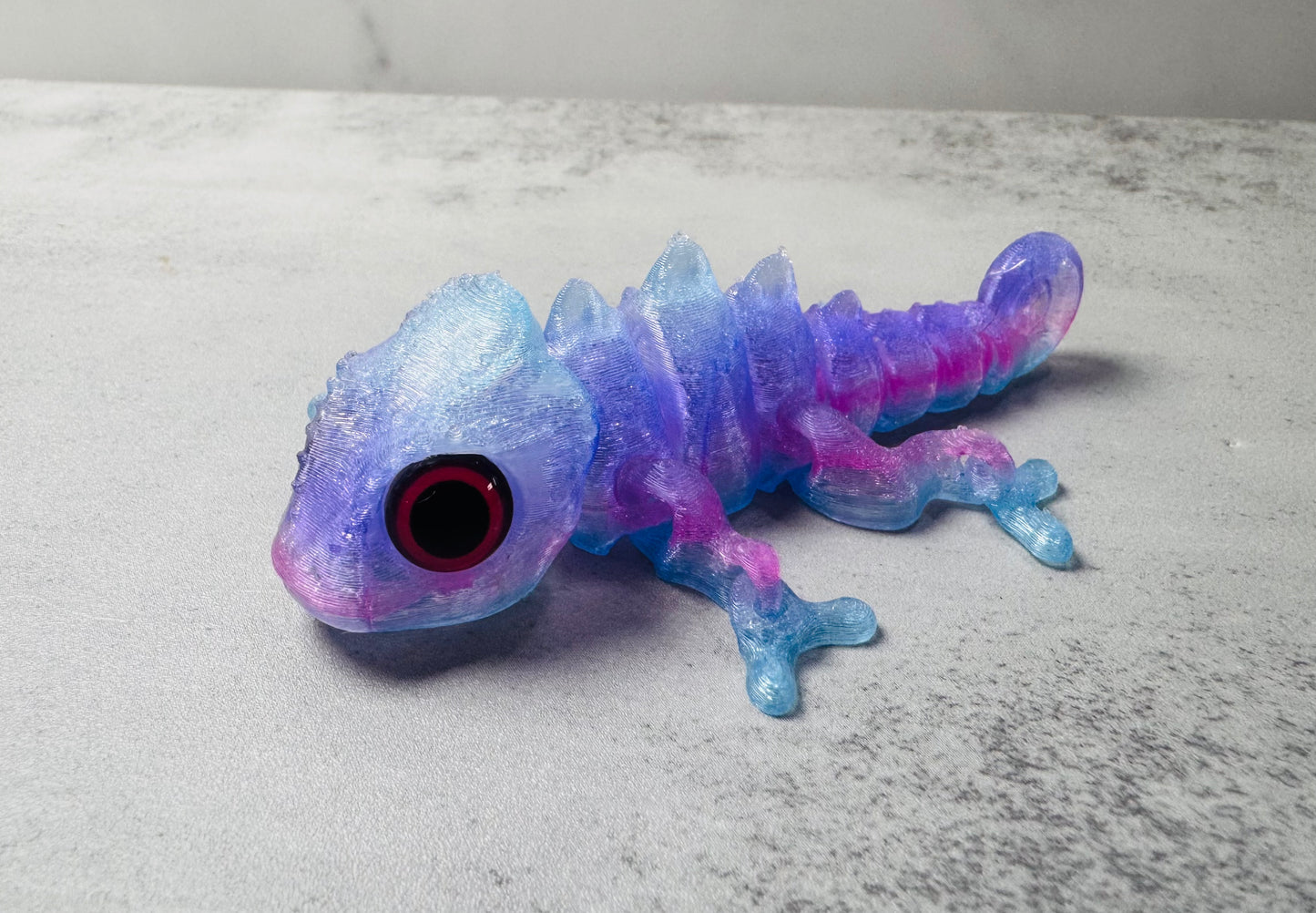 3D Printed Articulated Translucent Purple/Blue/Pink Gecko (RTS)