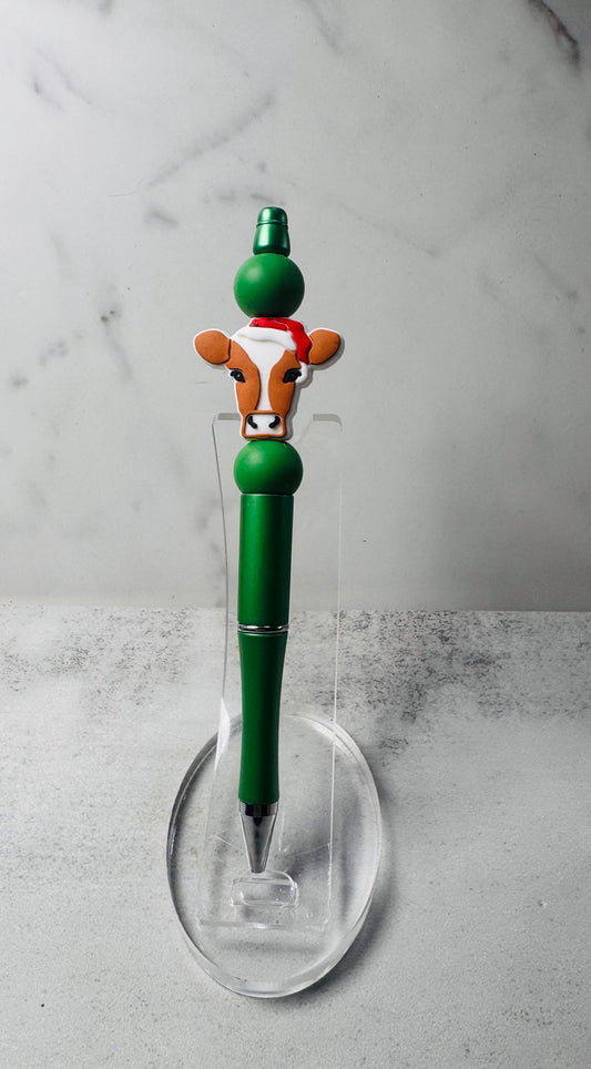 Holiday Cow Beaded Pen