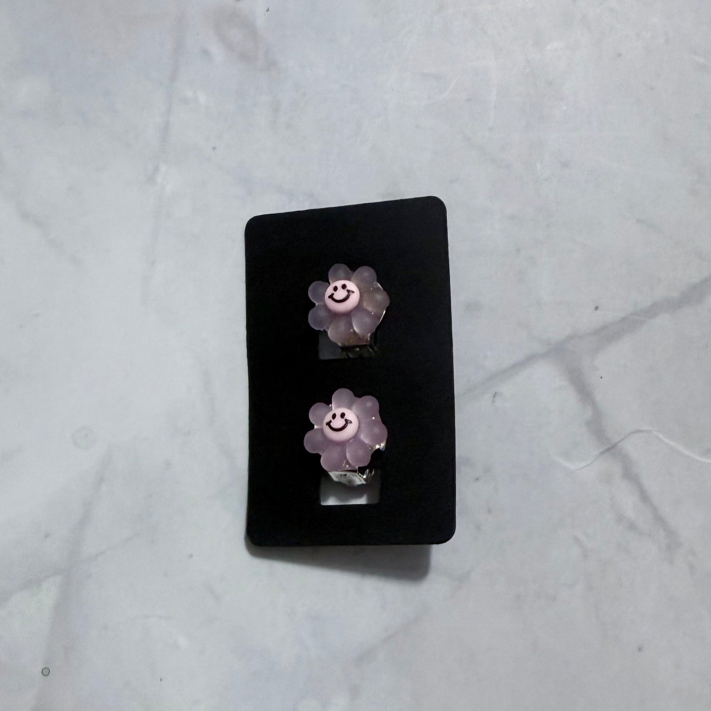 Light Purple Glow Flower CLIP ON Stud Earring
