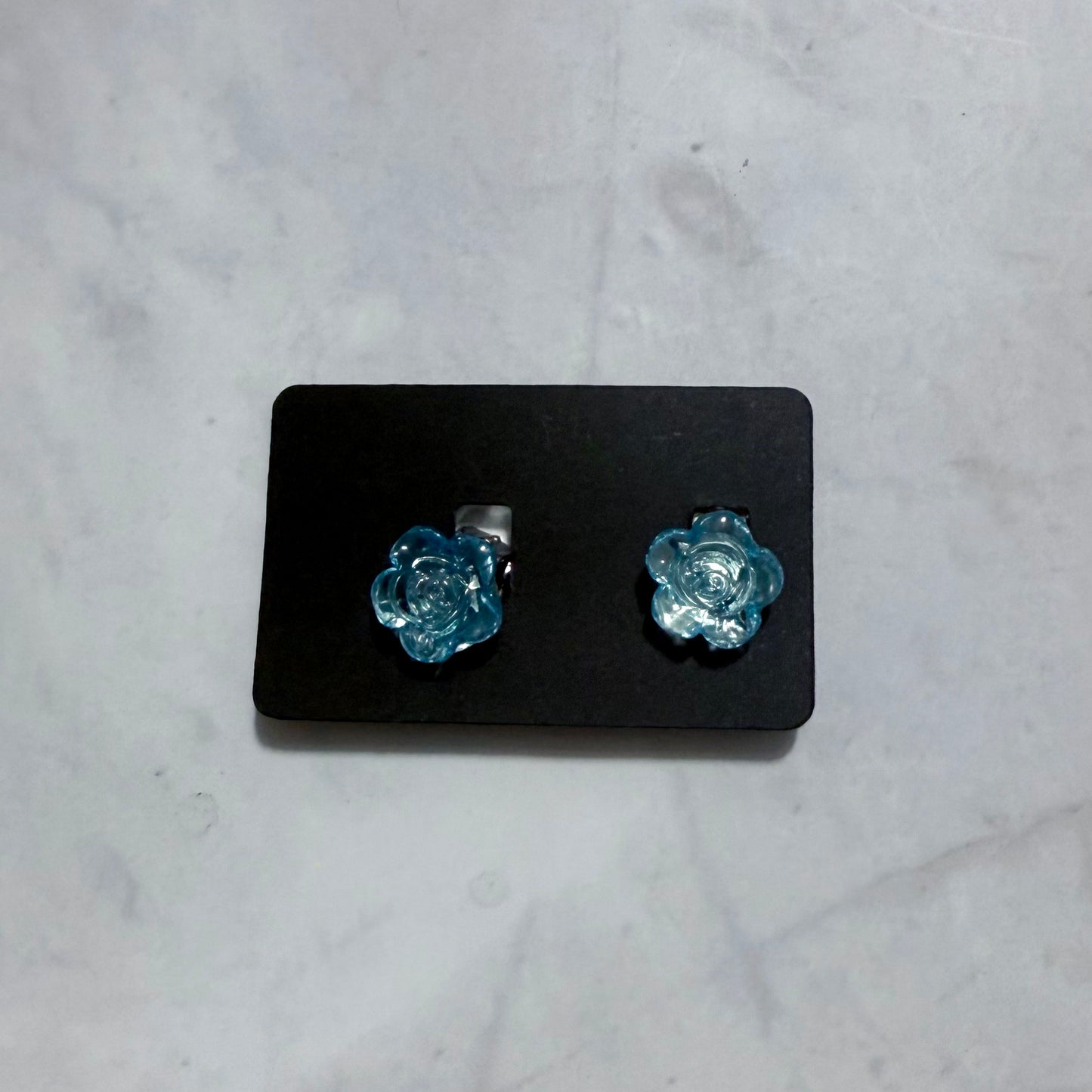 Blue Rose CLIP ON Stud Earring