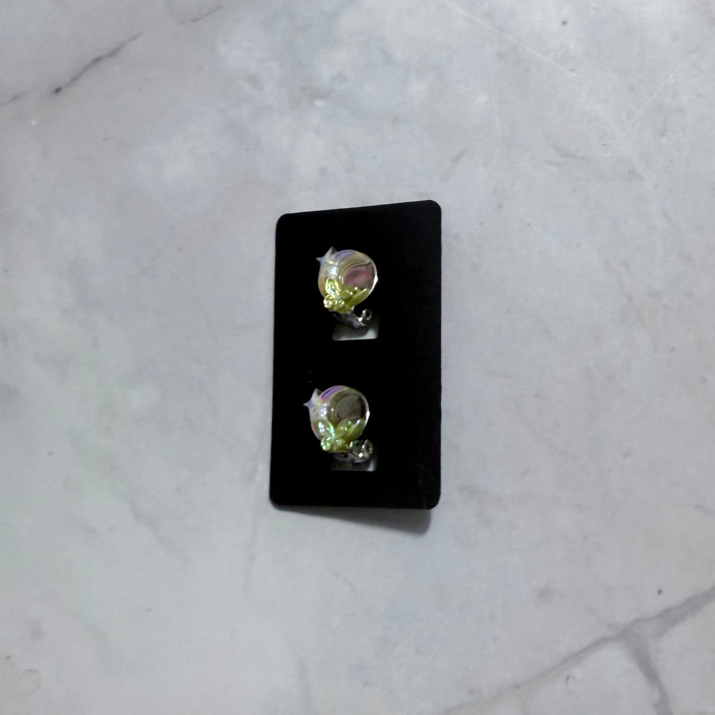 Green AB Moon and ButterflyCLIP ON Stud Earring