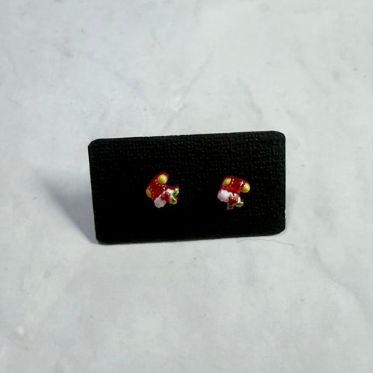 Tiny Resin Booties with Holly Stud Earring