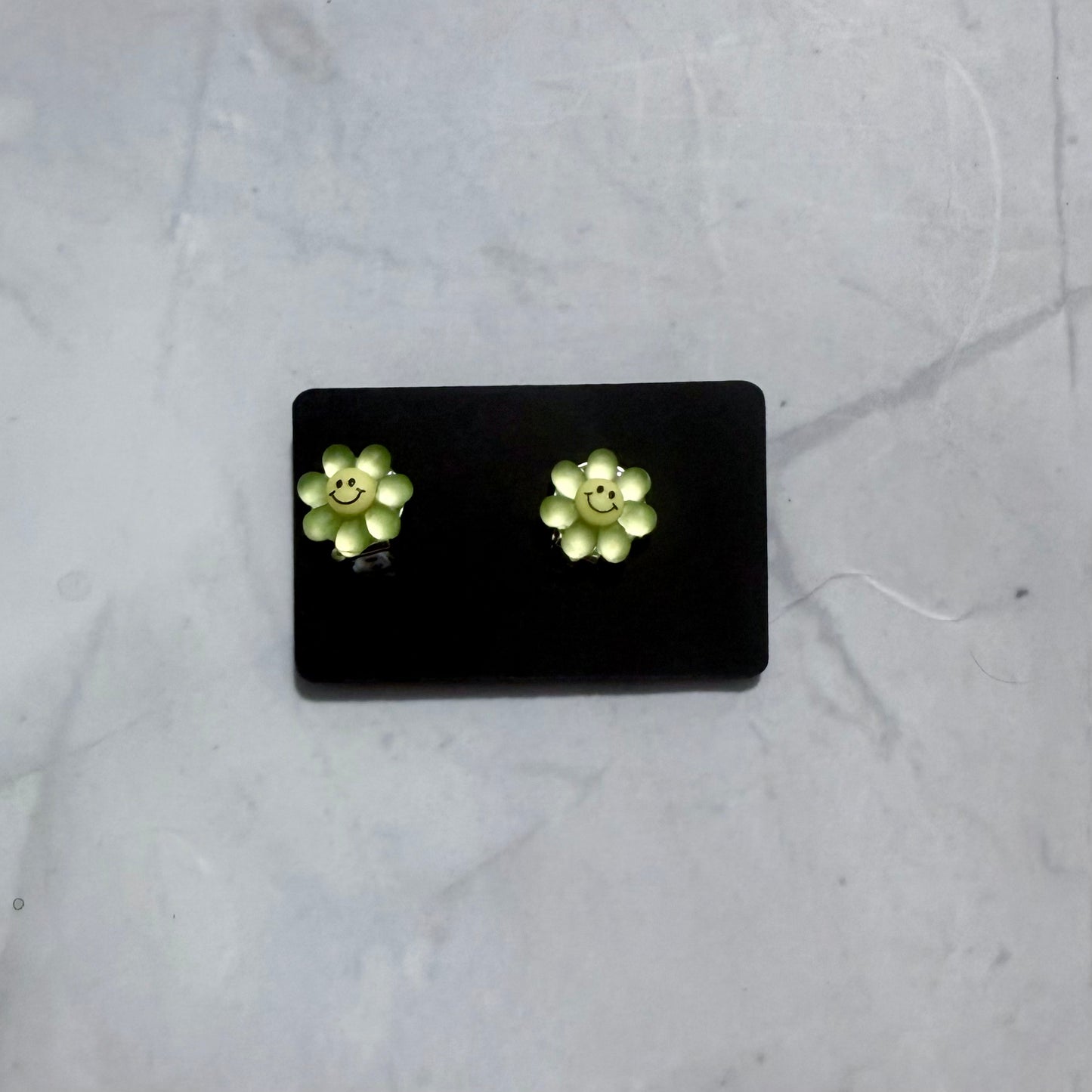 Green Glow Flower CLIP ON Stud Earring