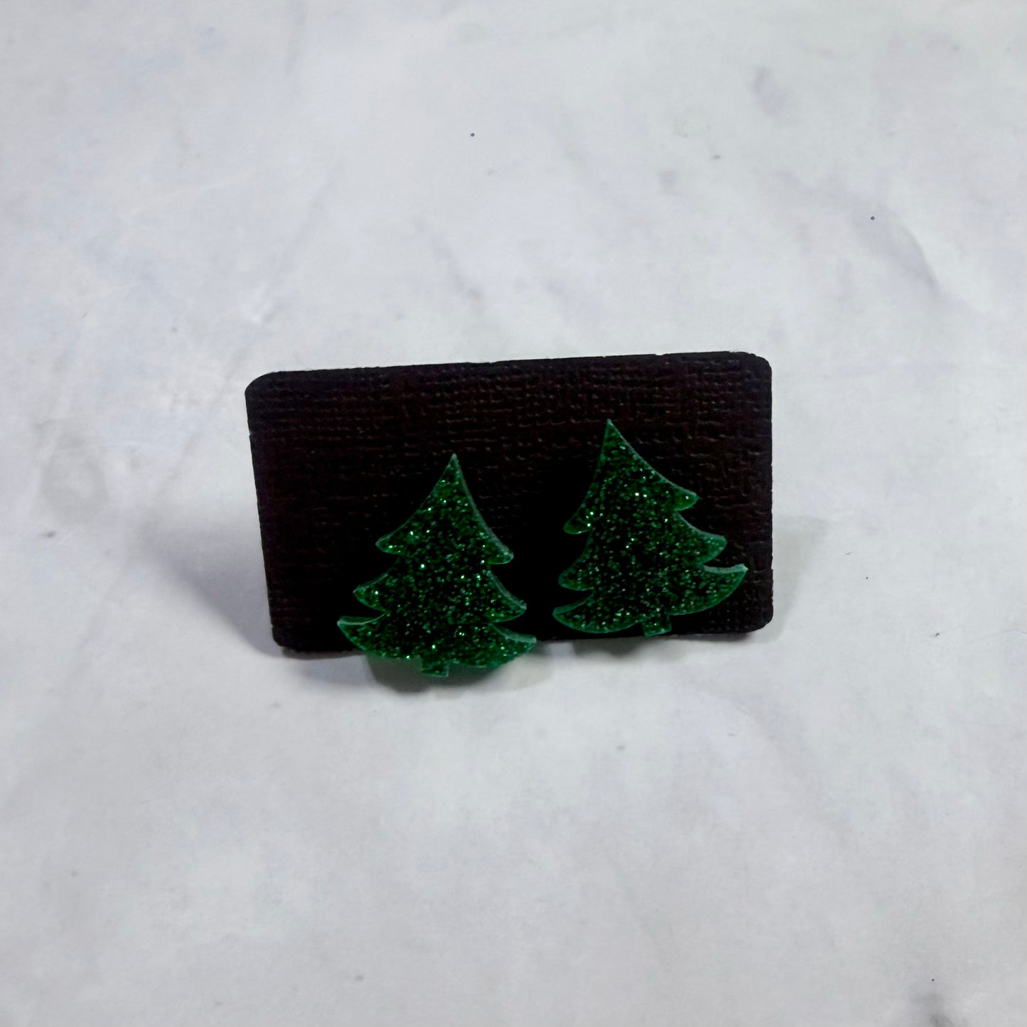 Dark Green Resin Tree Stud Earring