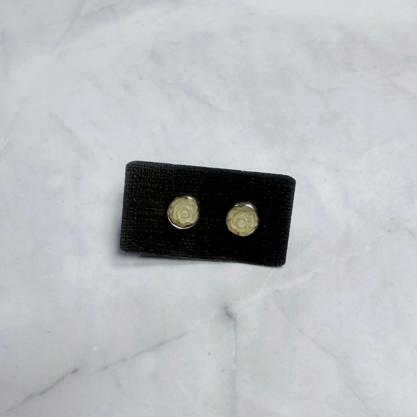 Cream Rose Stud Earring