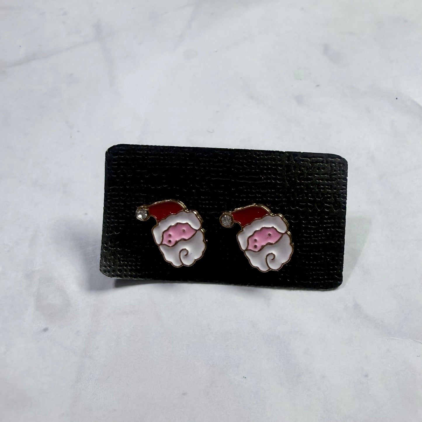 Santa Enamel Crystal Stud Earring