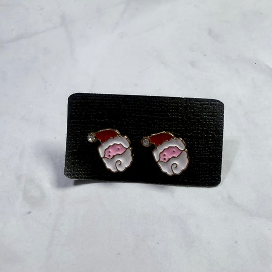 Santa Enamel Crystal Stud Earring