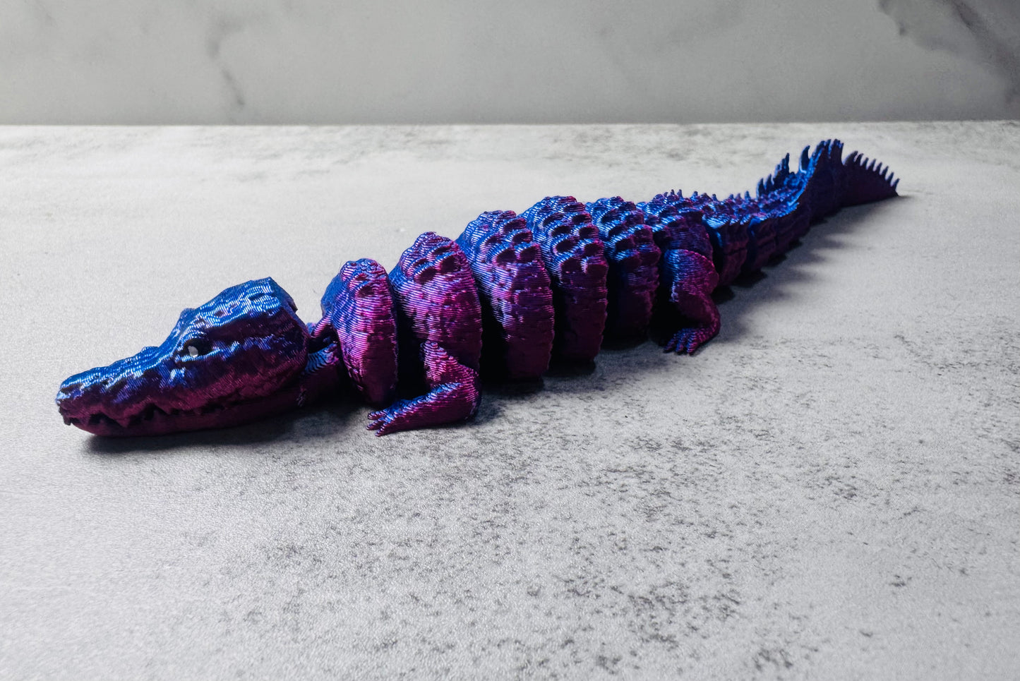 3D Printed Articulated Blue/Purple Alligator (RTS)
