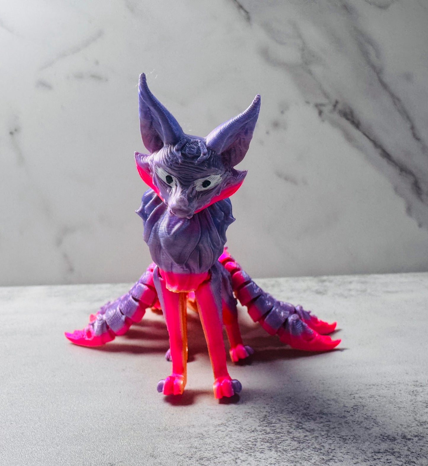 3D Printed Articulated 9 Tail Fox Purple/Pink/Orange (RTS)
