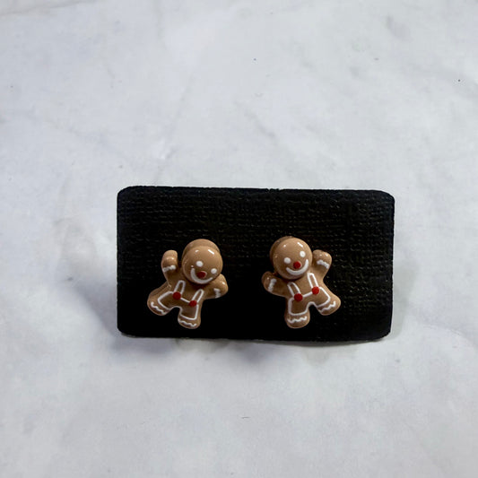 Gingerbread Man Resin Stud Earring