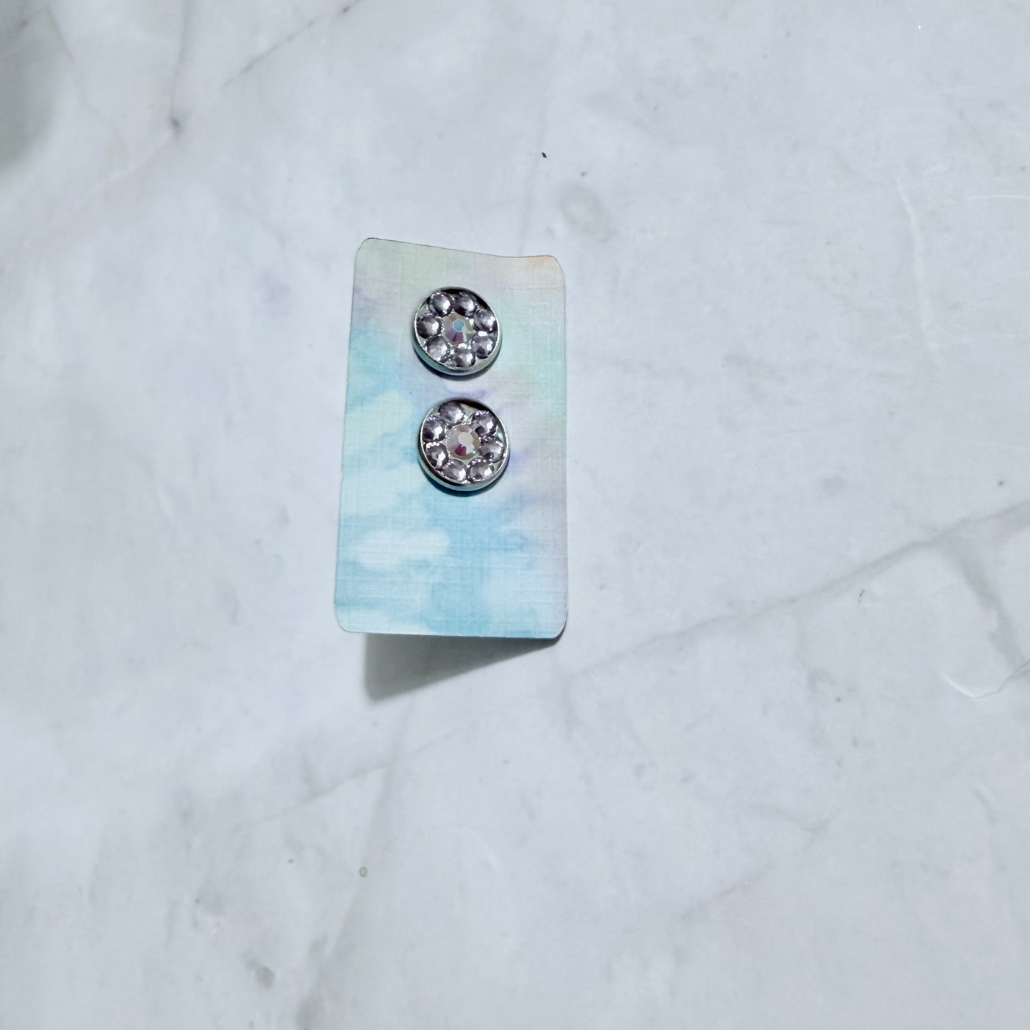 Grey Rhinestone Flower Stud Earring