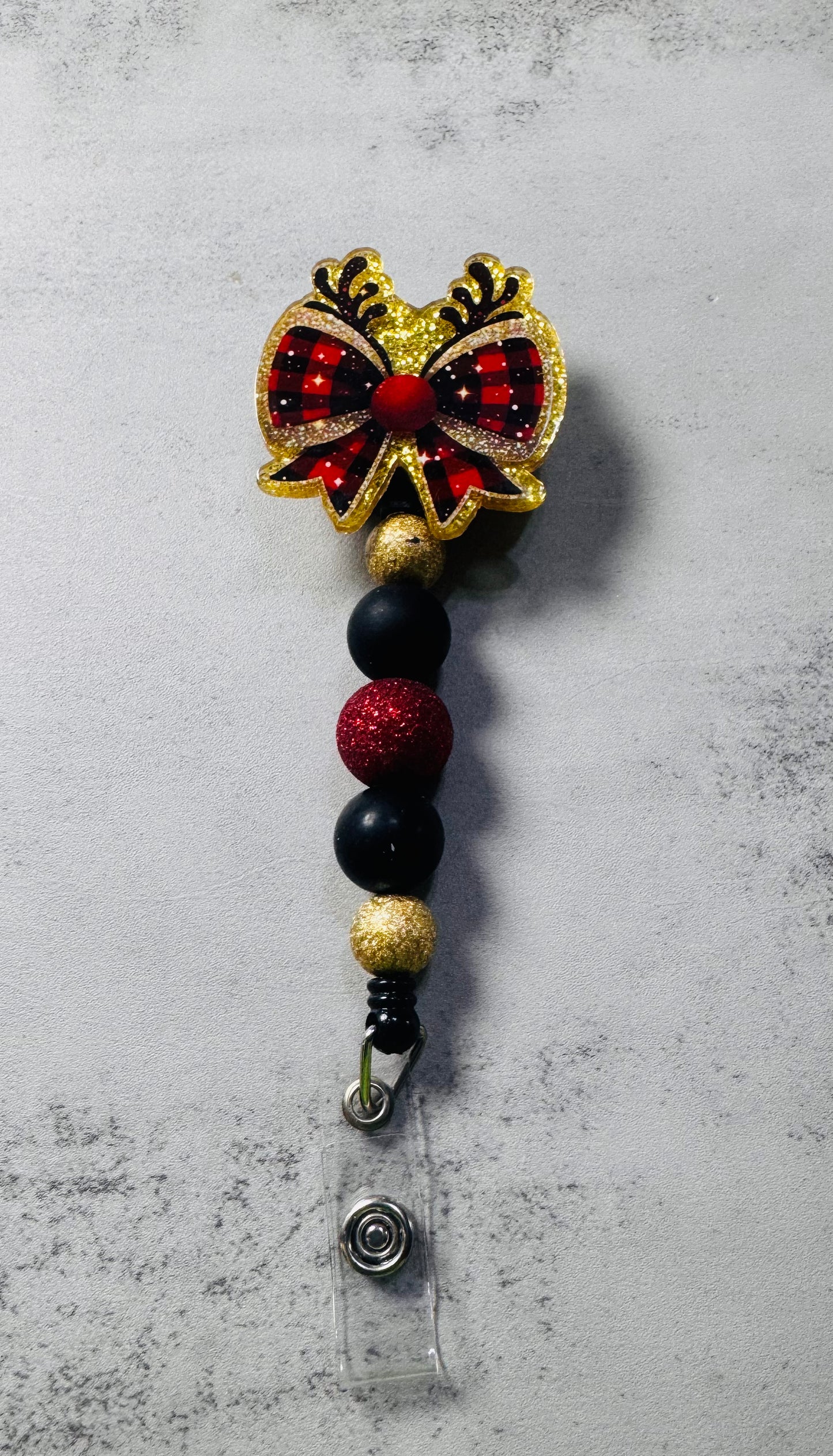 Reindeer Bow v1 Badge Reel with Clip