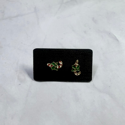Peppermint Candy Cane Stud Earring