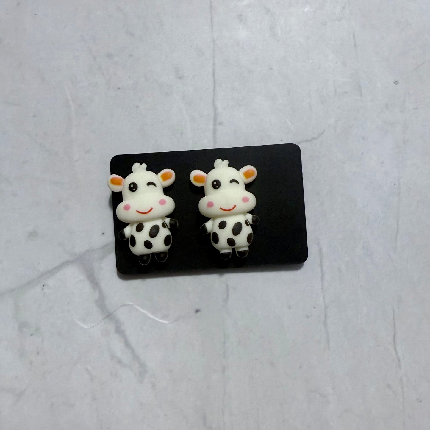 Cow CLIP ON Stud Earring