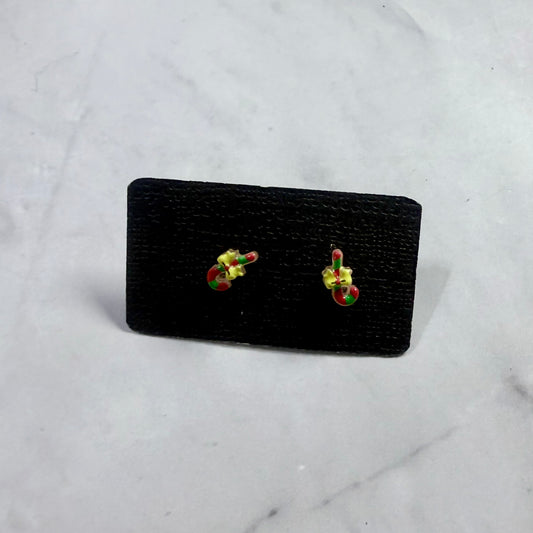 Tiny Candy Cane Resin Stud Earring