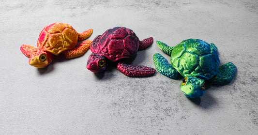 3D Printed Articulated Dual Colored Turtle (RTS)