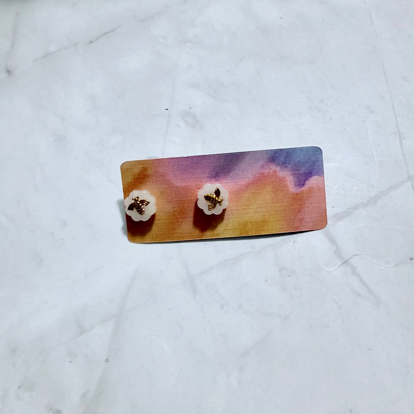 White Bee Stud Earring