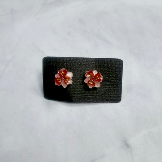 Red Flower Stud Earring