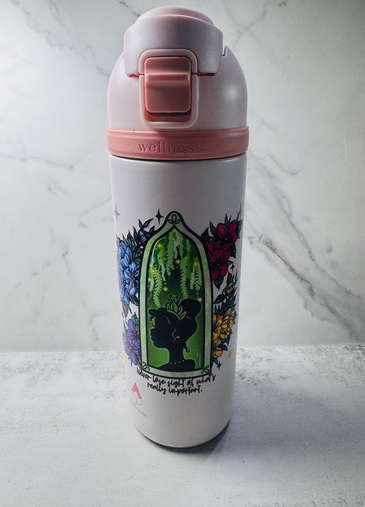 The Bayou Princess 24oz flip top water bottle