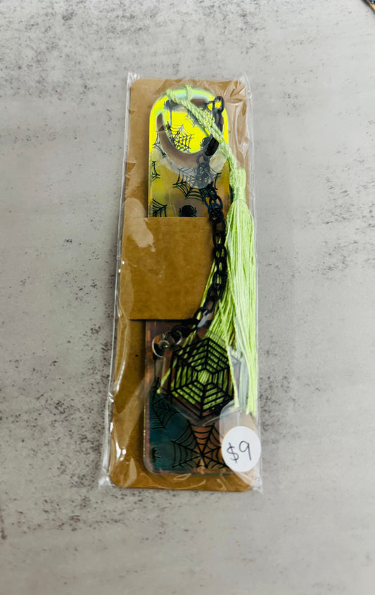 Acrylic Bookmark spiderweb with web Charm