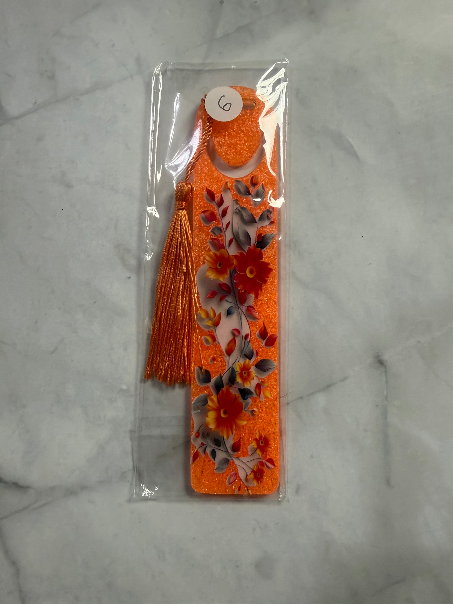 Acrylic Bookmark Orange Floral
