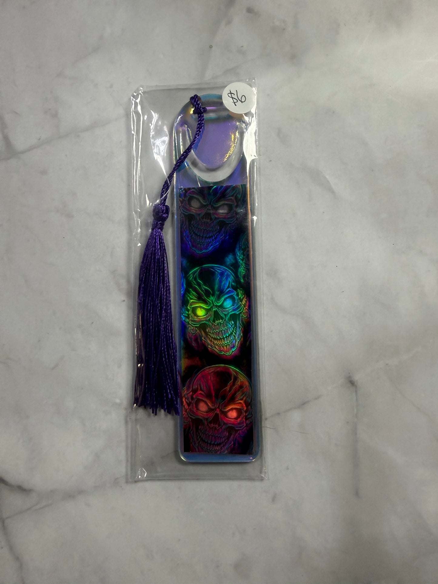 Acrylic Bookmark Holographic Skull