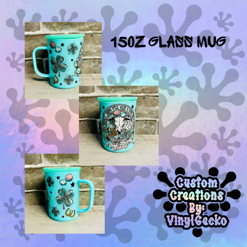 15oz Glass Mug Feel Lucky today