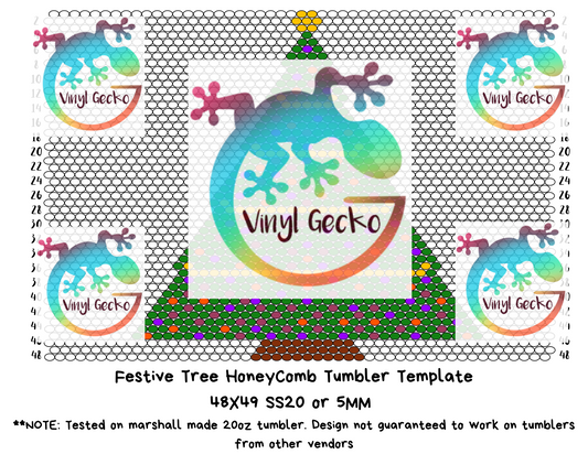 Festive Tree Honeycomb Tumbler Template 48X49 (SS20 or 5mm)
