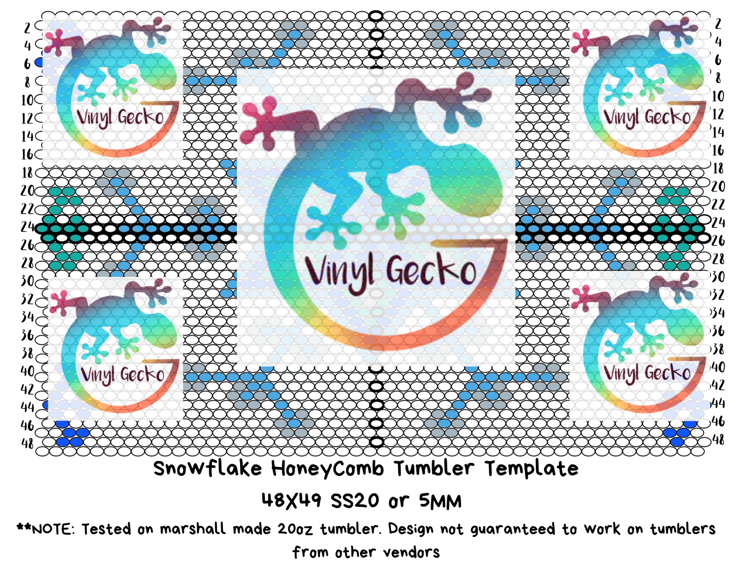 Snowflake Honeycomb Tumbler Template 48X49 (SS20 or 5mm)