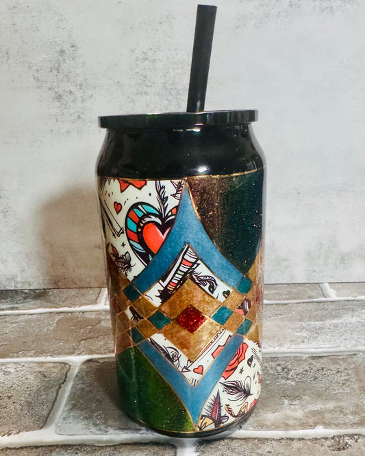 Retro Tattoo Heart Template Tumbler 16oz Libby Princess Version