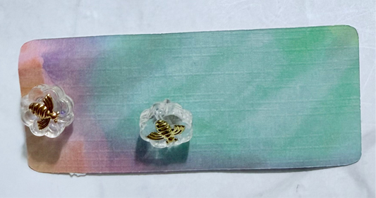 Clear Irridescent Bee Stud Earring