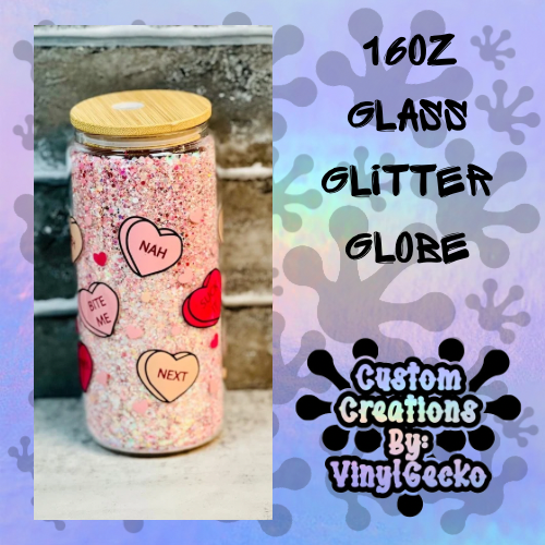 Anti- Valentine Glitter globe Glass 16oz