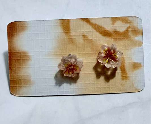 Peach Flower Stud Earring