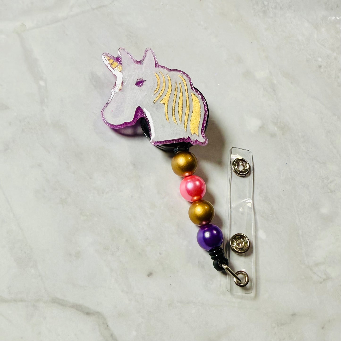 Unicorn Badge Reel Clip