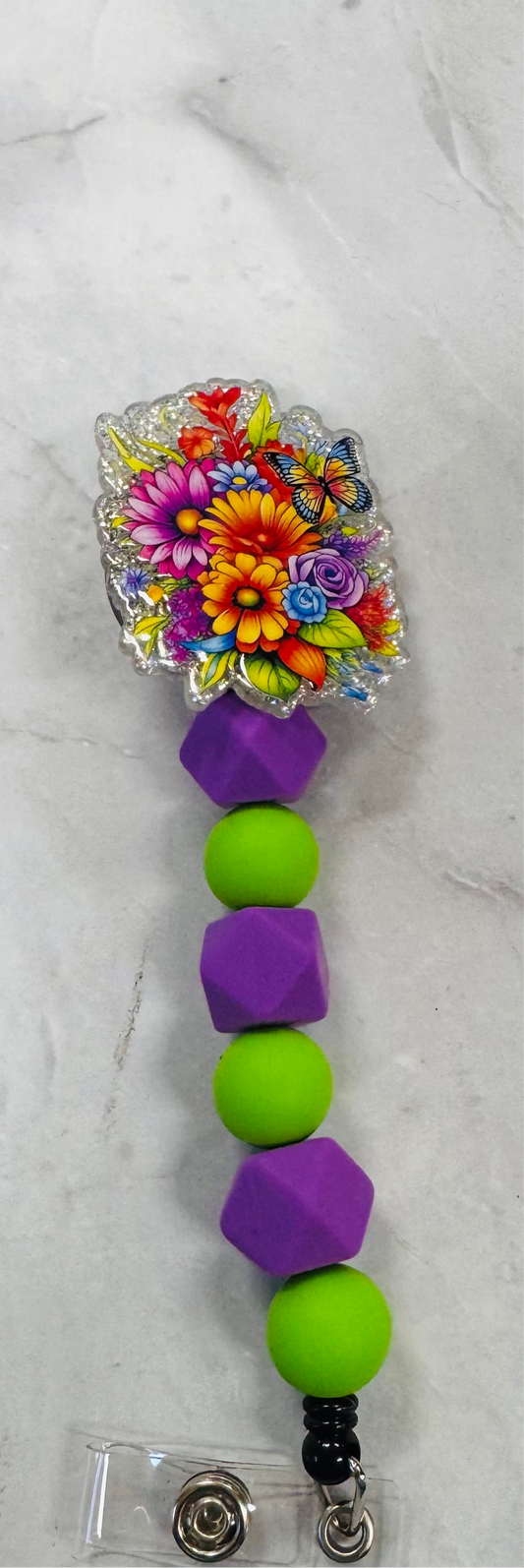 Flower Badge Reel Clip