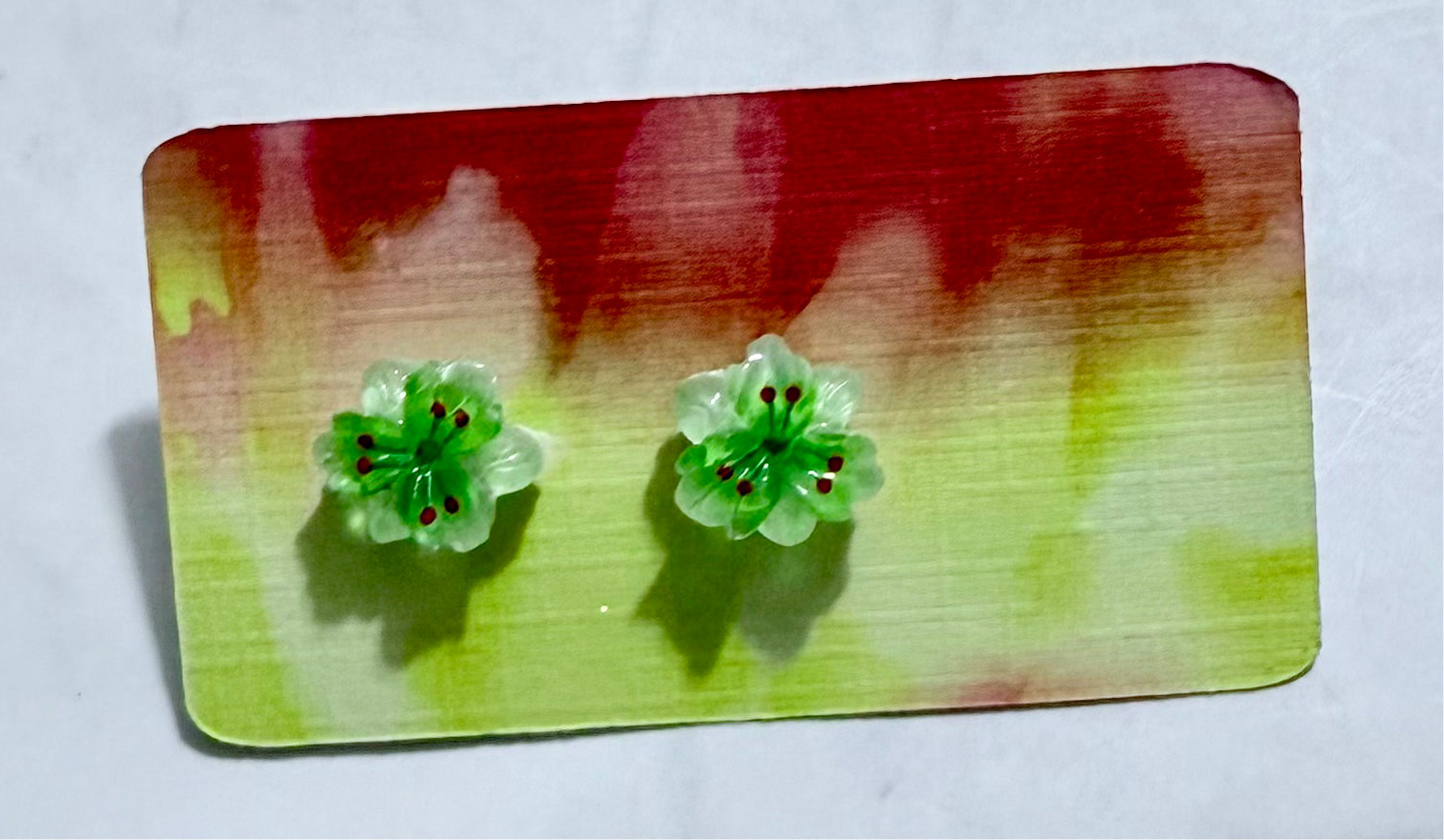 Green Flower Stud Earring
