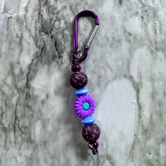 Purple Sunflower Carabiner Keychains
